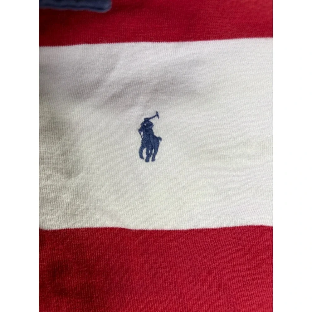 Polo Ralph Lauren Boys Rugby Shirt M 10-12 Red White Navy Striped